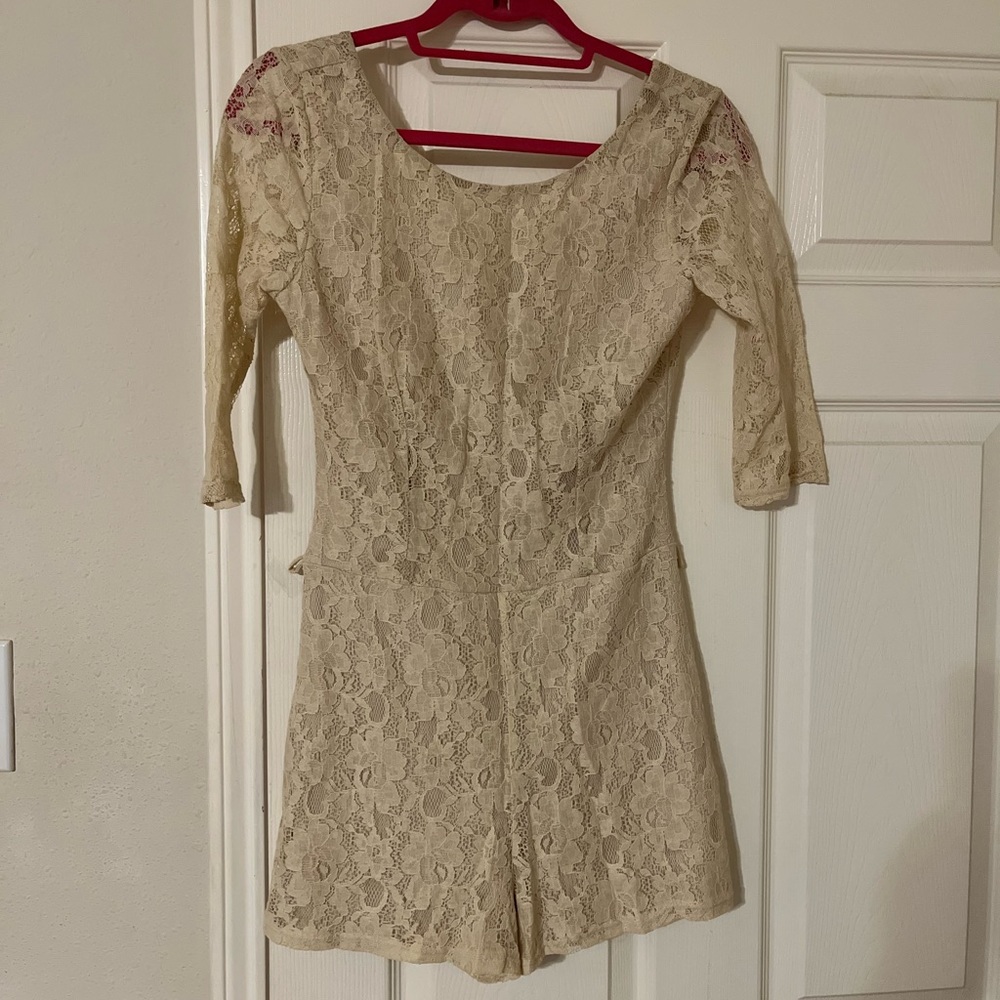 Ivory cream lace romper NWT
